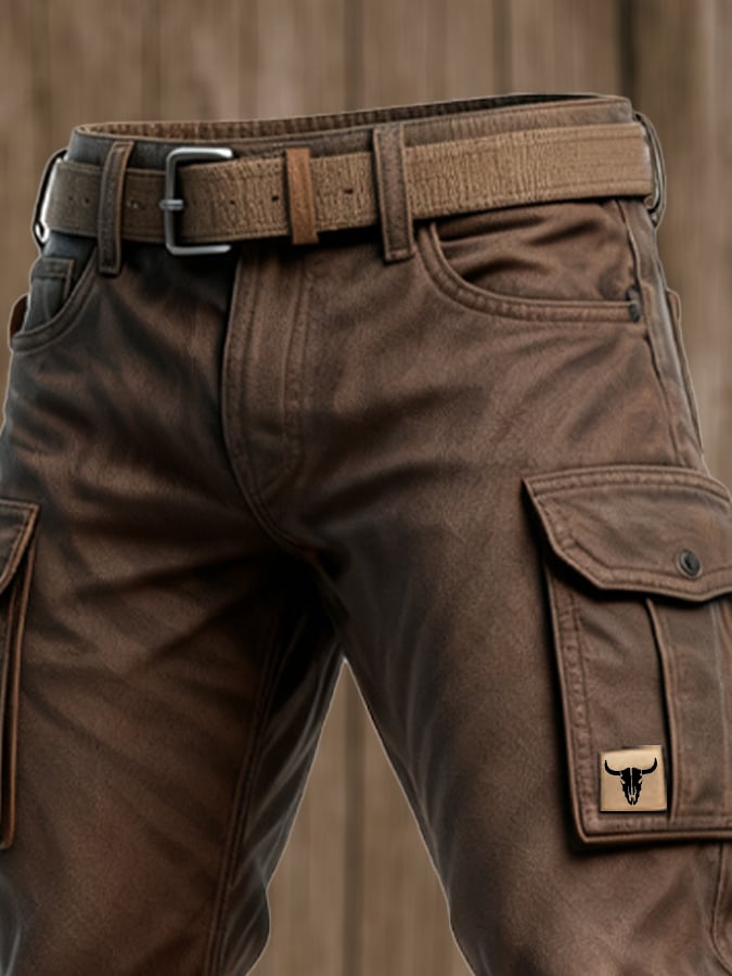Vladan Men’s Multi-Pocket Trousers | Utility Brown Cargo Pants