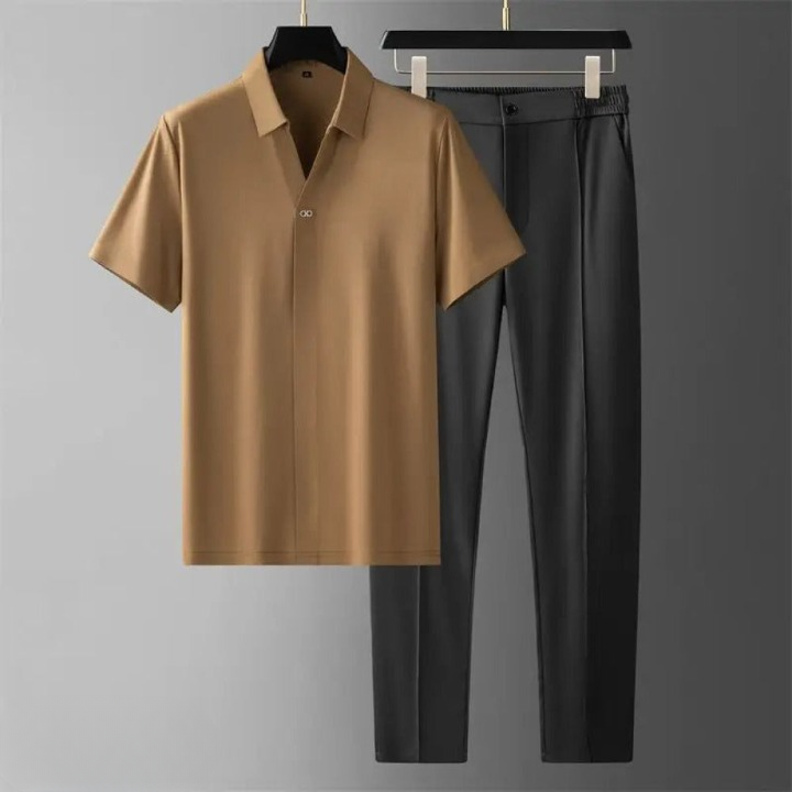 Men's Luxury Two-Piece Polo & Pants Set – Stylish, Comfortable & Versatile