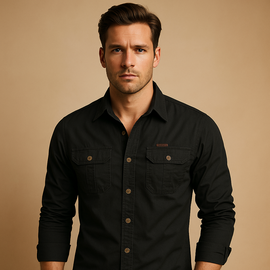 Cotton Cargo Shirt Blouse with Pockets for Men | Dorian