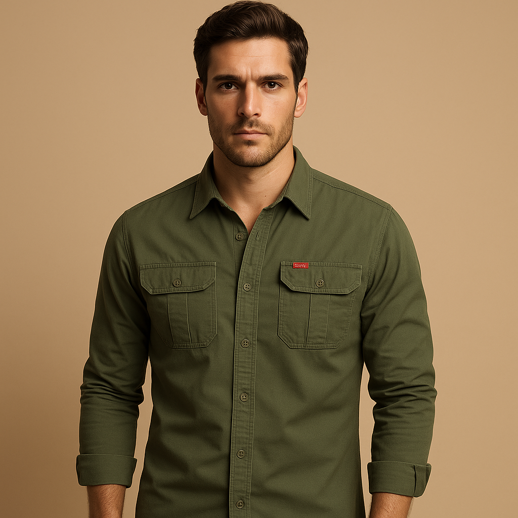 Cotton Cargo Shirt Blouse with Pockets for Men | Dorian