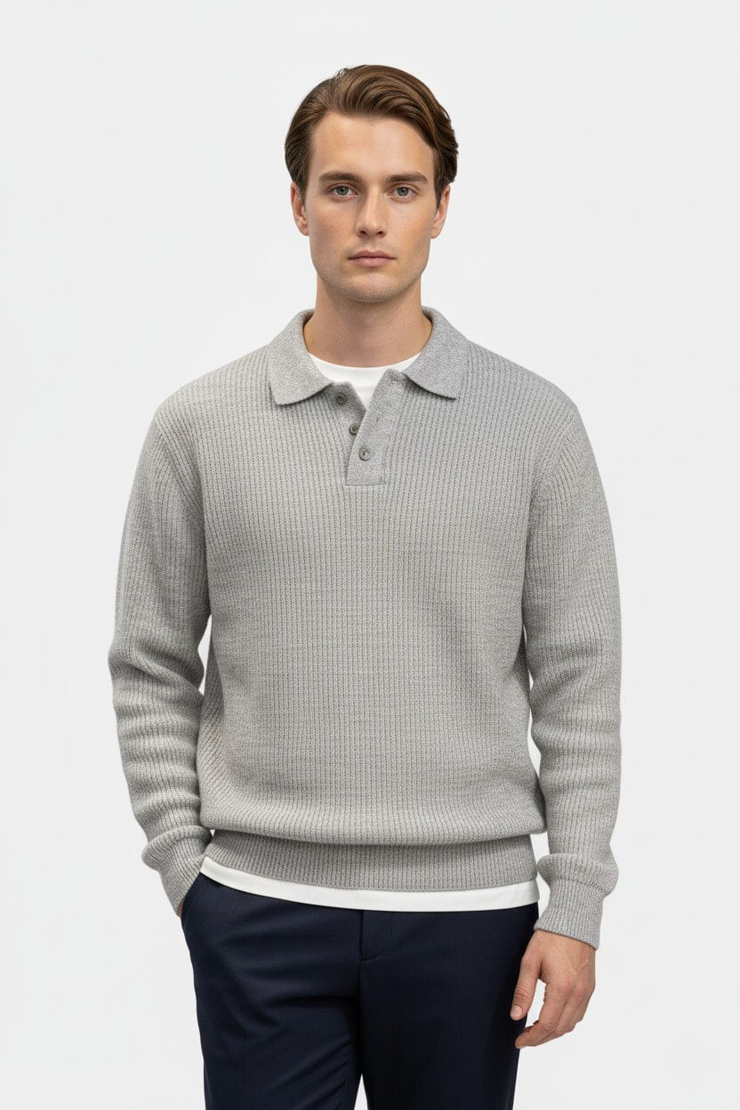 Dasfirin | Men’s Knitted Jumper – Polo Collar High Stretch Autumn Winter