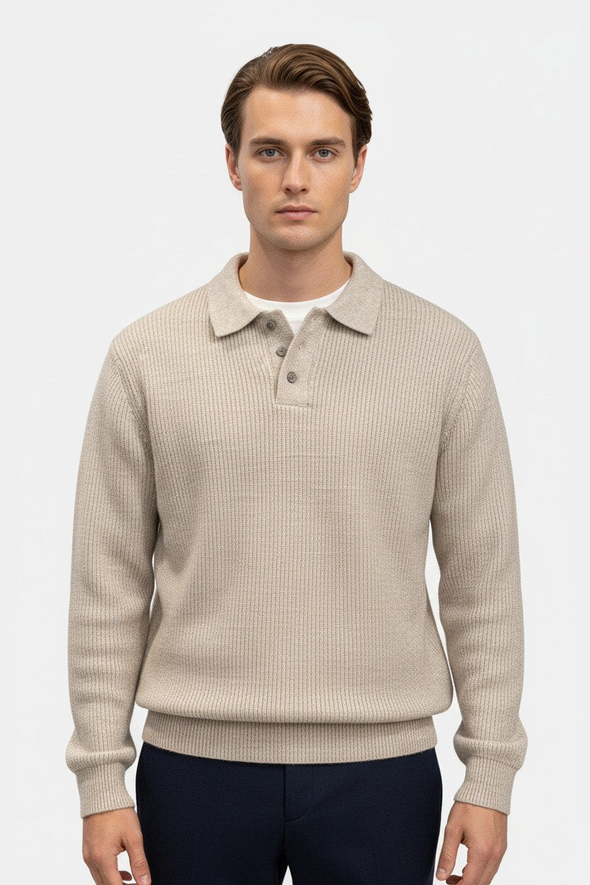 Dasfirin | Men’s Knitted Jumper – Polo Collar High Stretch Autumn Winter