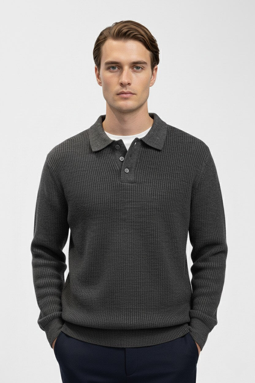 Dasfirin | Men’s Knitted Jumper – Polo Collar High Stretch Autumn Winter