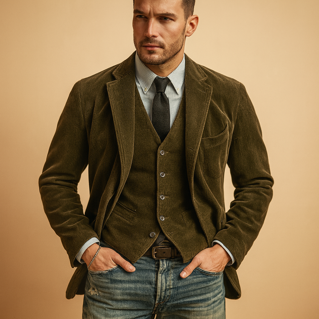 Men’s Corduroy Blazer Set – Classic Texture, Modern Fit