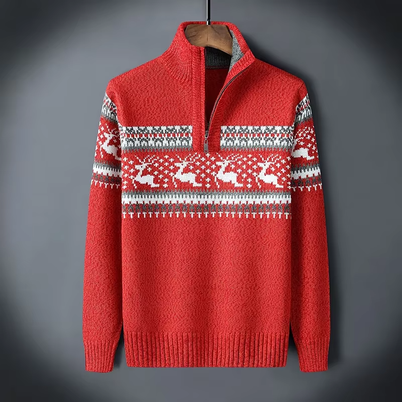Men’s Half-Zip Reindeer Sweater