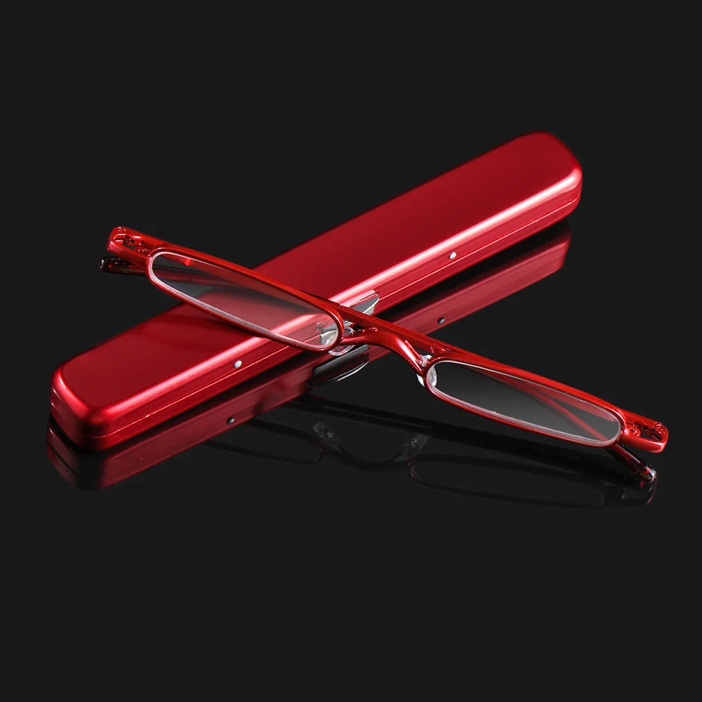 Elegant Ultra-Thin Reading Glasses with Metal Frame Portable Mini