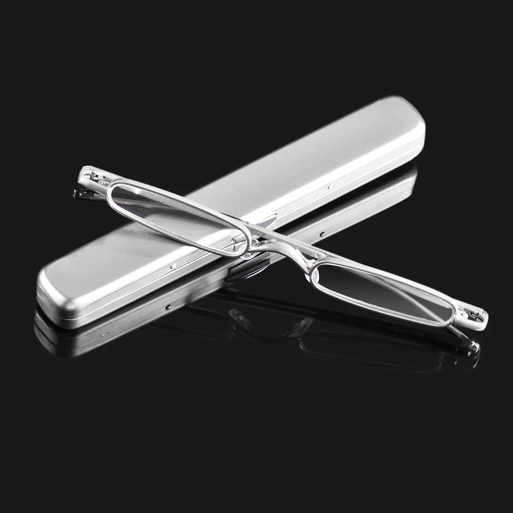 Elegant Ultra-Thin Reading Glasses with Metal Frame Portable Mini
