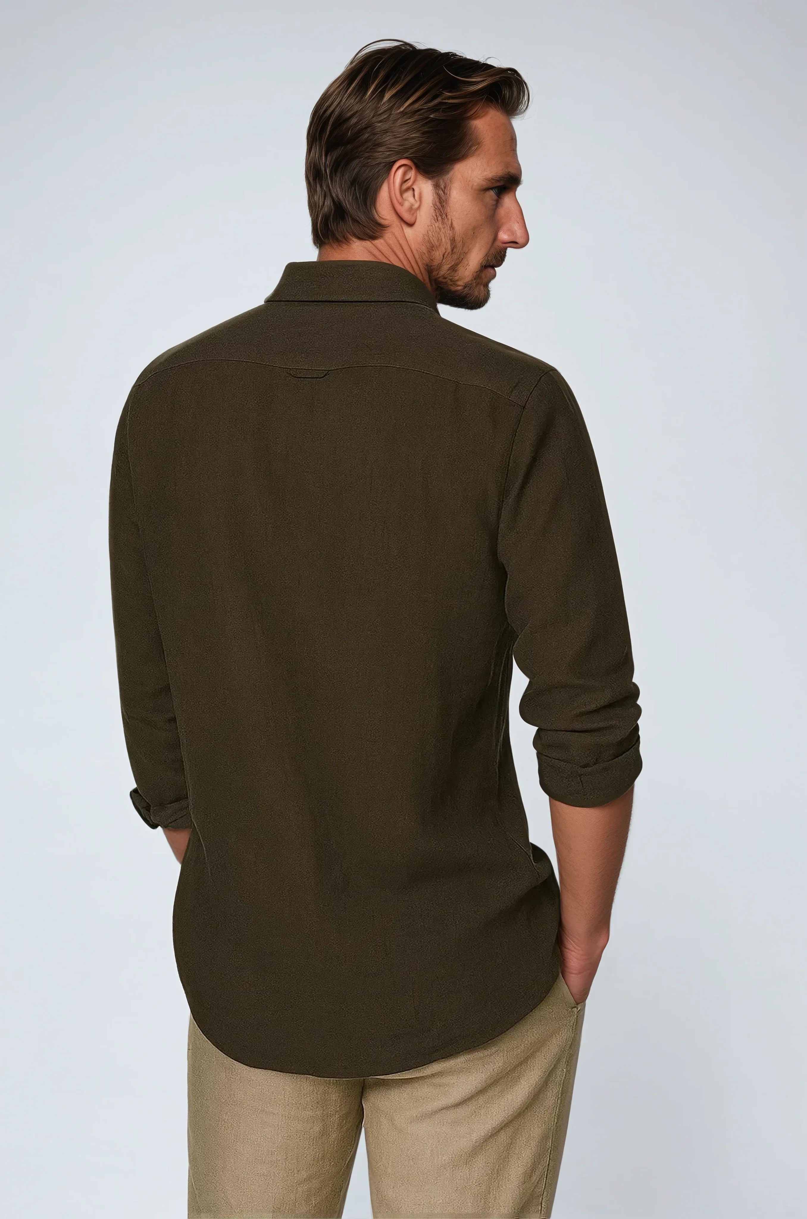 Essential Men Lightweight Linen Shirt - Deep Brown