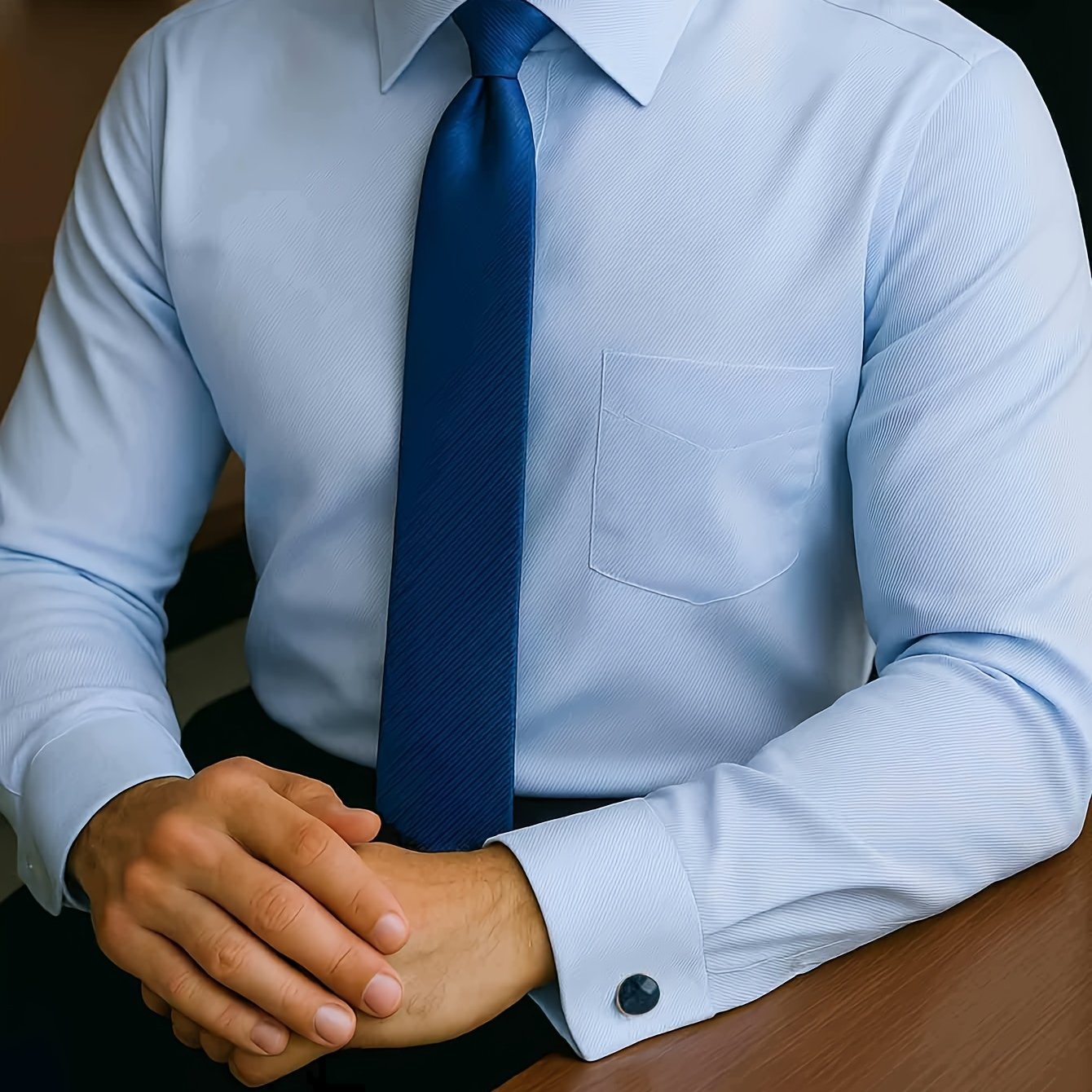 Men’s French Cuff Dress Striped Shirt Blouse | Double Cuff Formal Business Shirt