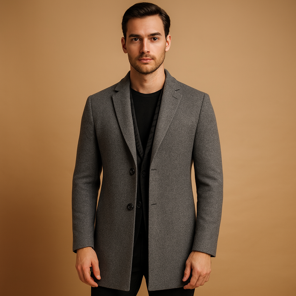 Men’s Long Trench Coat | Two-Button Classic Overcoat