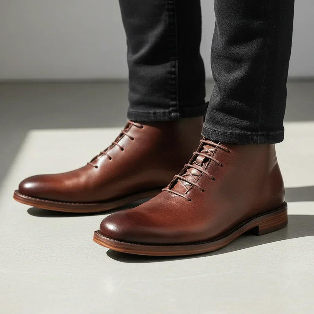 Robbin – Hand-Finished Genuine Leather Ankle Boots for Men