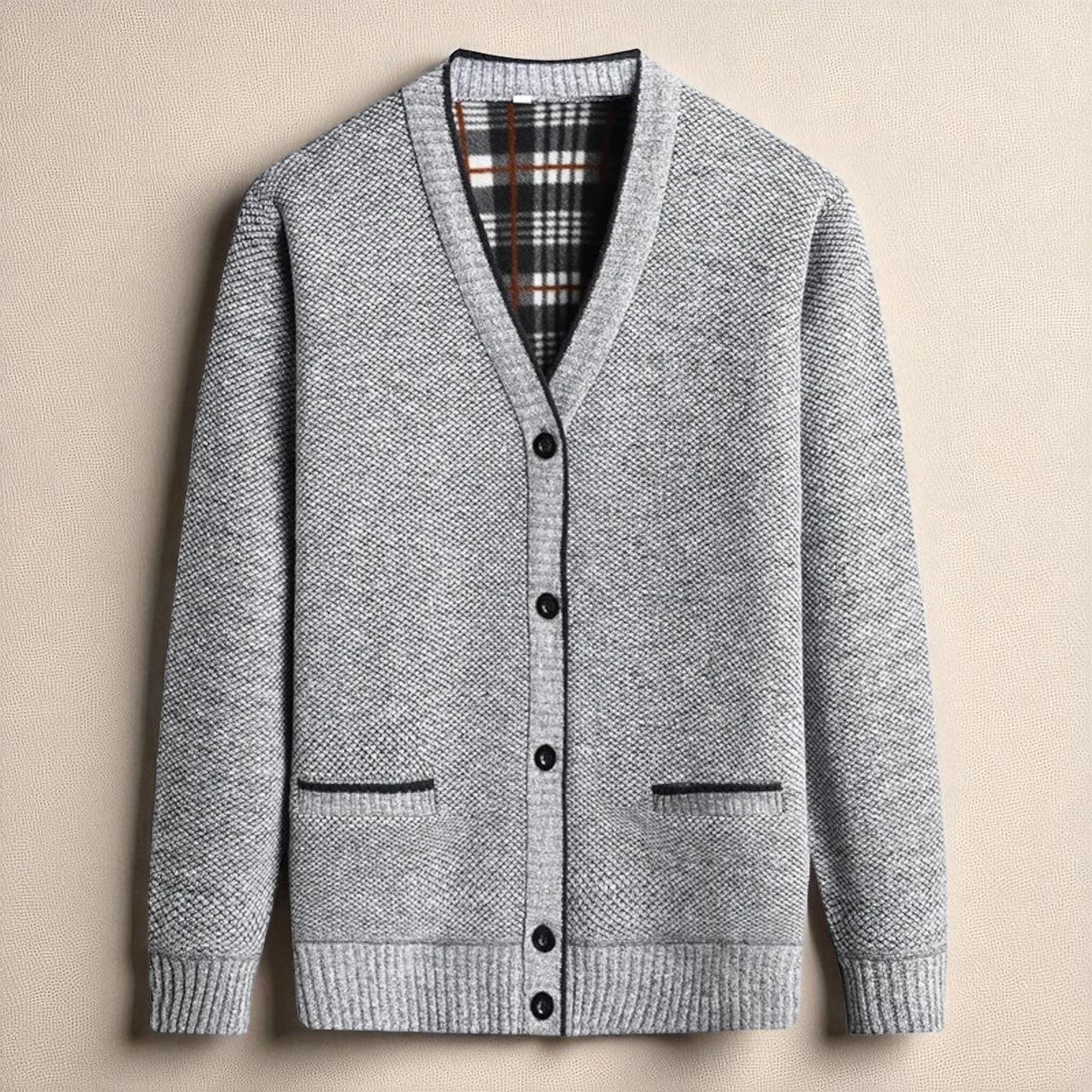 Men’s Textured Knit Cardigan – Cotton Blend Button-Up Design