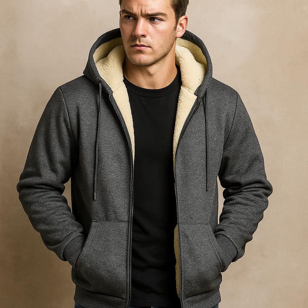 Men’s Zip-Up Hooded Sweatshirt – Clean Casual Design