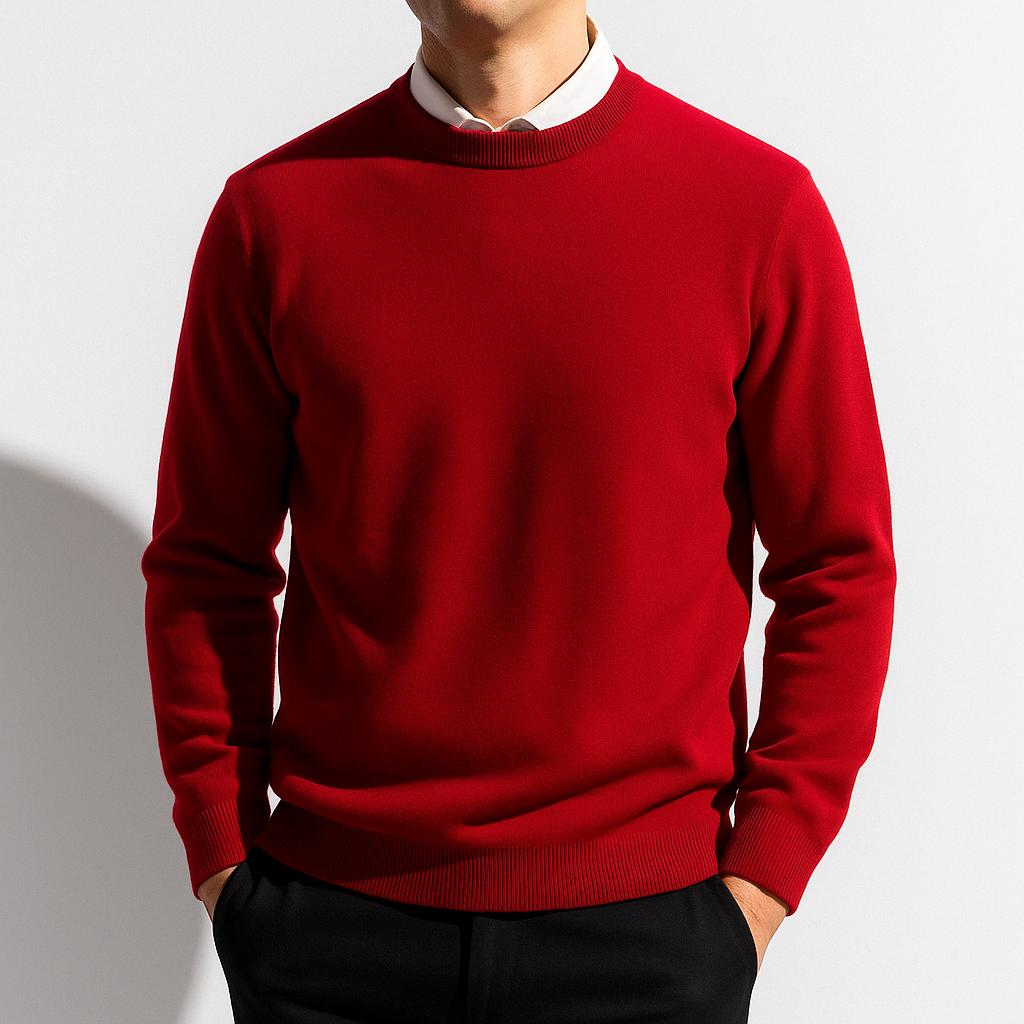 Men's Soft Knit Crew Neck Sweater Minimalist Solid Color Pullover