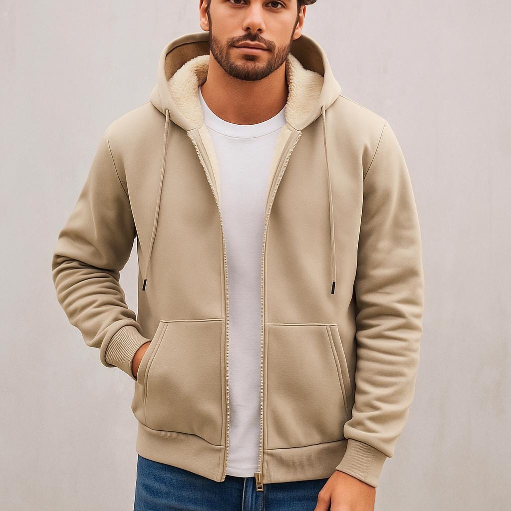 Men’s Zip-Up Hooded Sweatshirt – Clean Casual Design