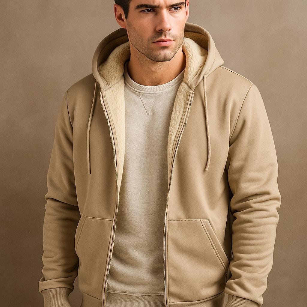 Men’s Zip-Up Hooded Sweatshirt – Clean Casual Design