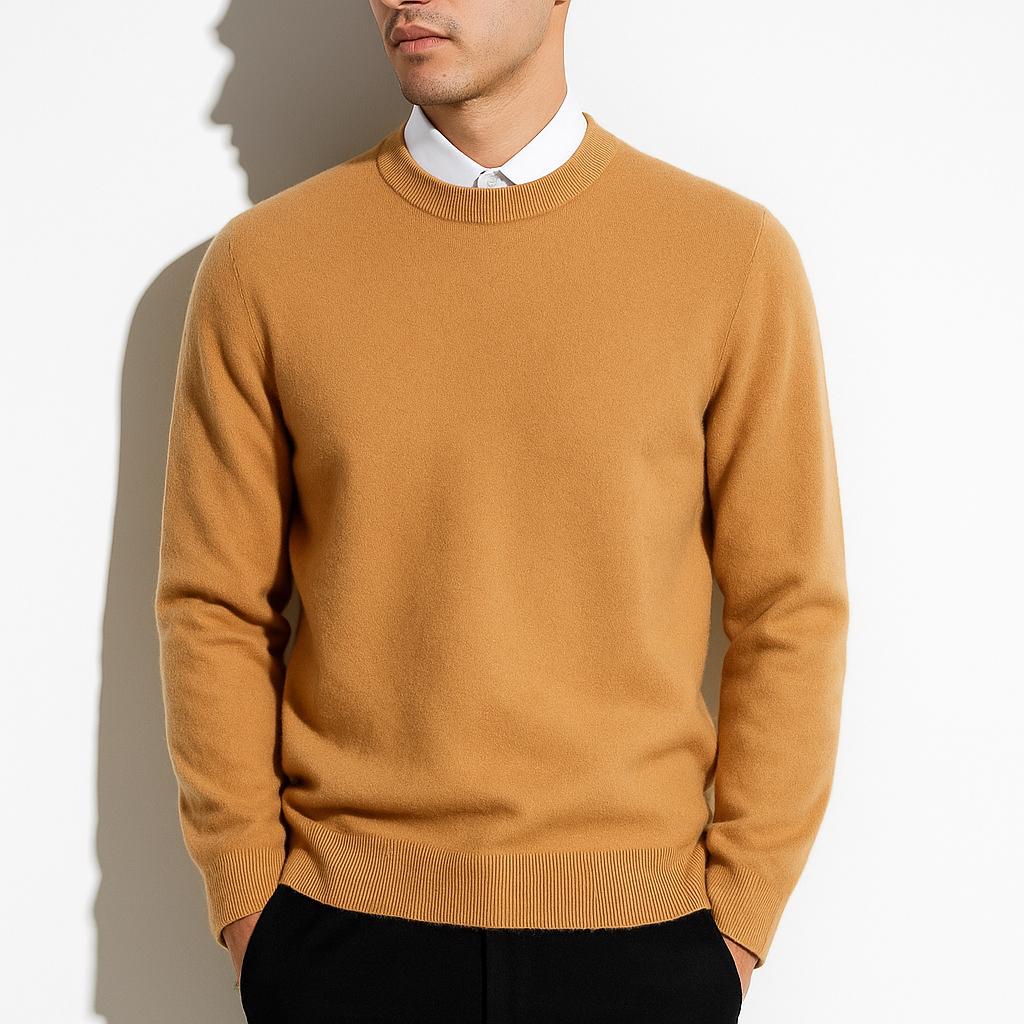 Men's Soft Knit Crew Neck Sweater Minimalist Solid Color Pullover