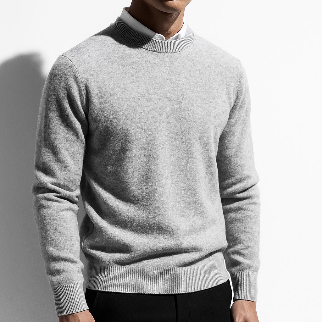 Men's Soft Knit Crew Neck Sweater Minimalist Solid Color Pullover