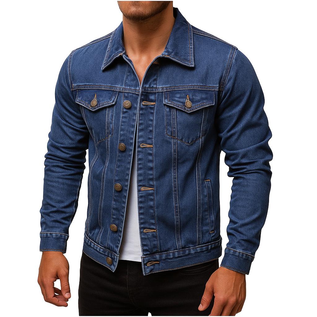 Men's Slim Fit Denim Jacket - Vintage Style Button-Up Jean Coat