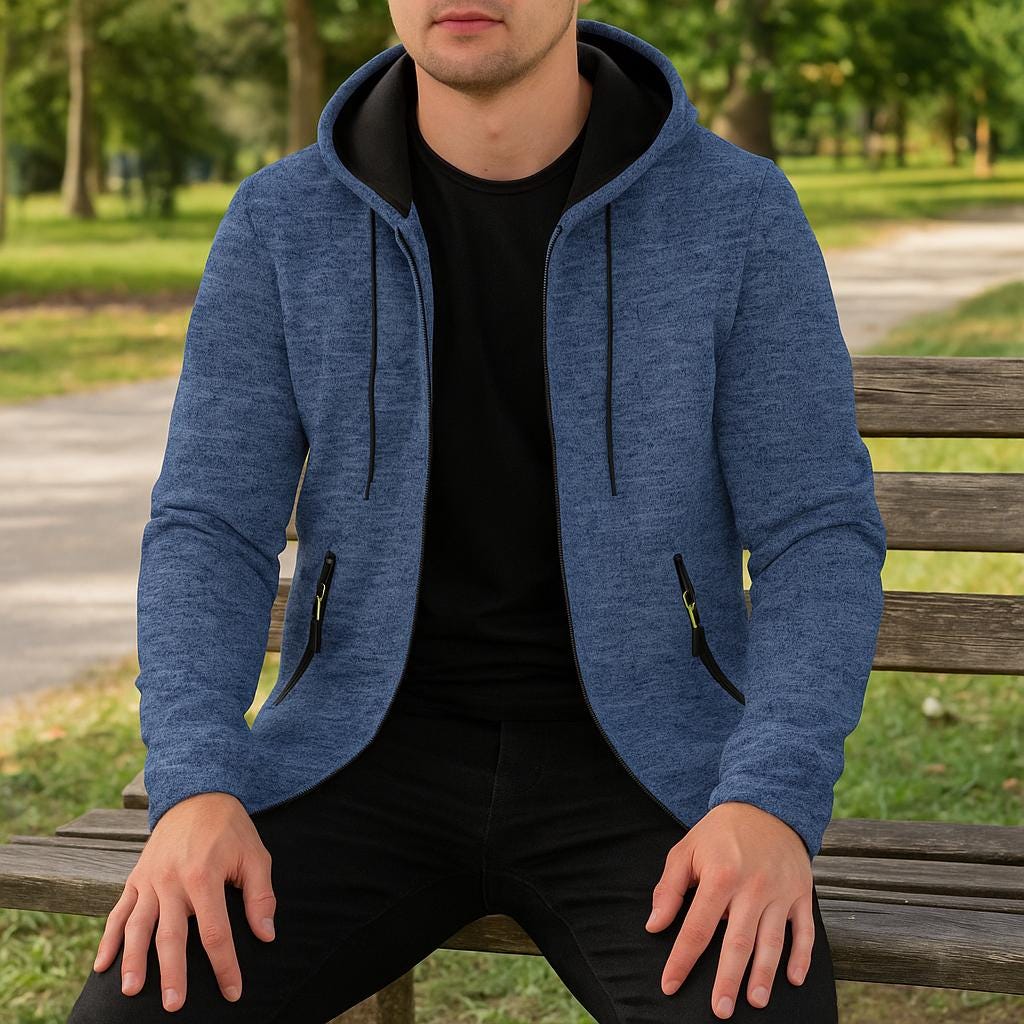 Men's Fleece-Lined Hooded ZIppered Jacket | Winter Sport Coat