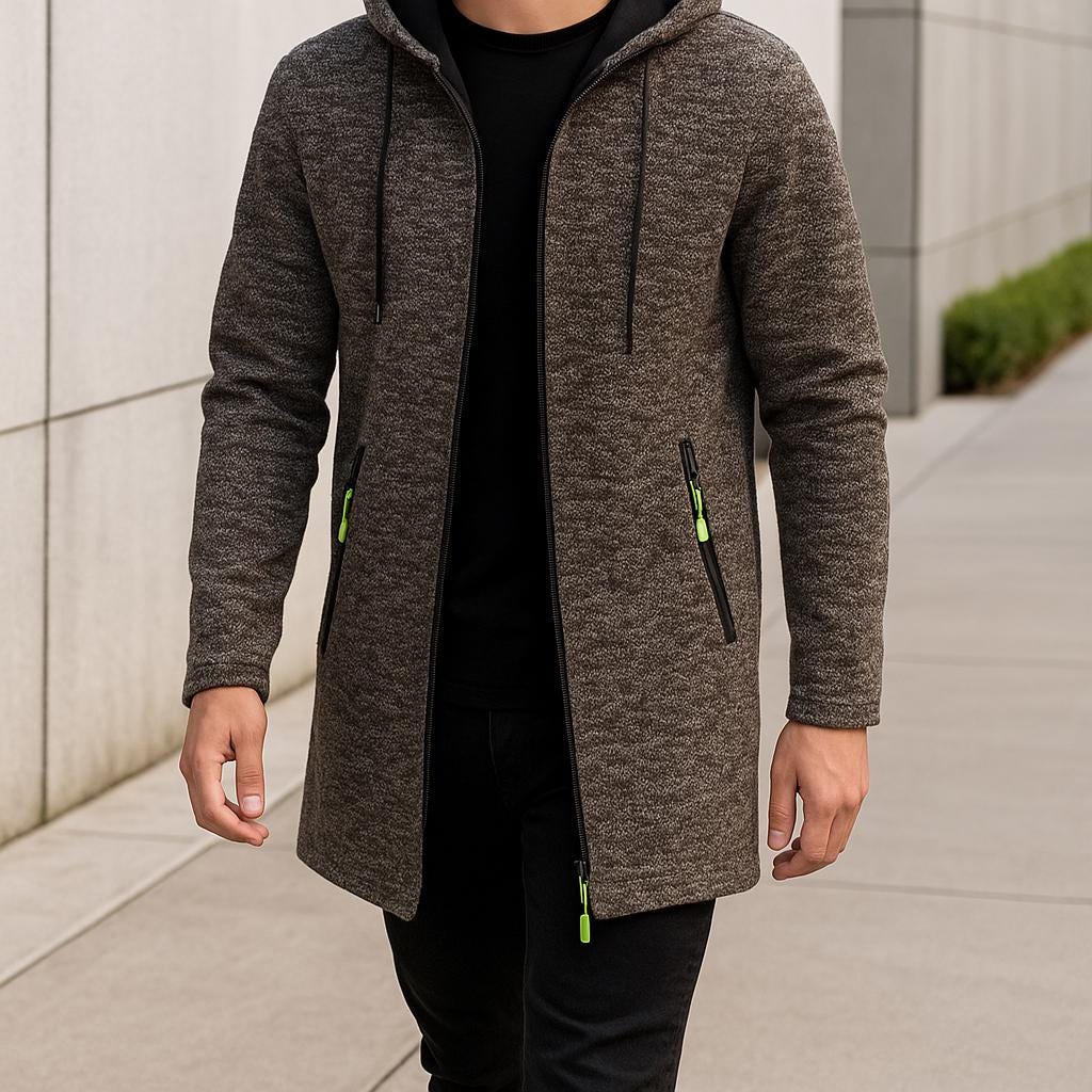 Men's Fleece-Lined Hooded ZIppered Jacket | Winter Sport Coat