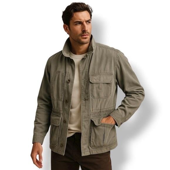 Men’s Tactical Utility Jacket – Olive Green Design