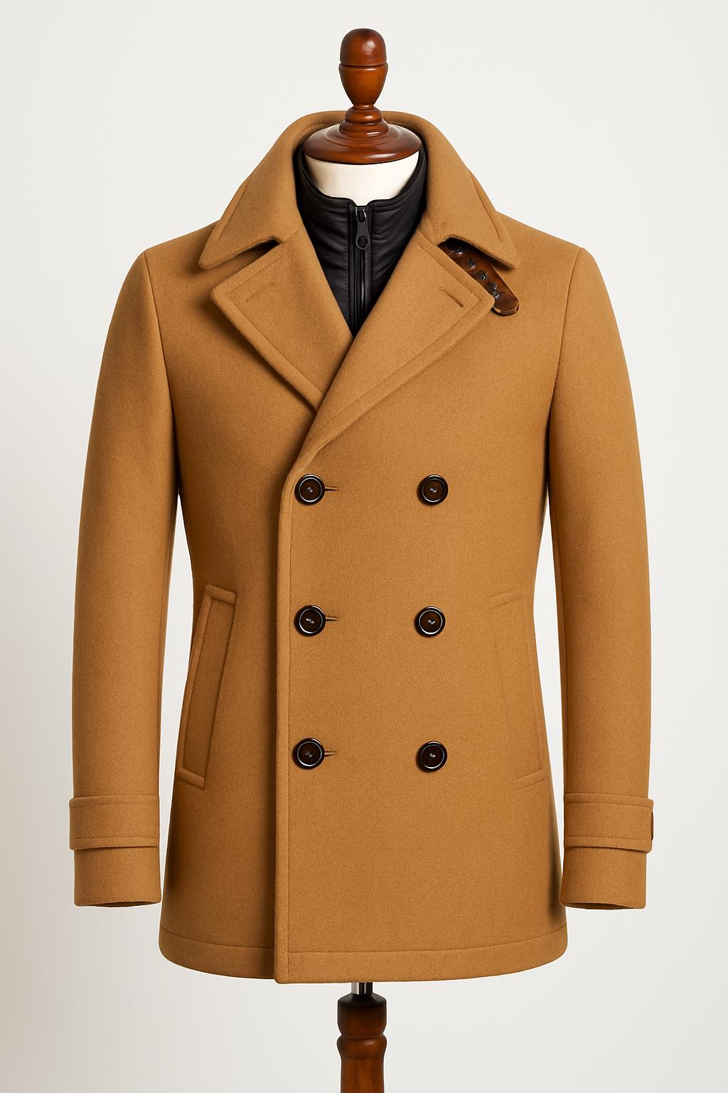 Men’s Wool Peacoat | Double Breasted Tailored Winter Coat