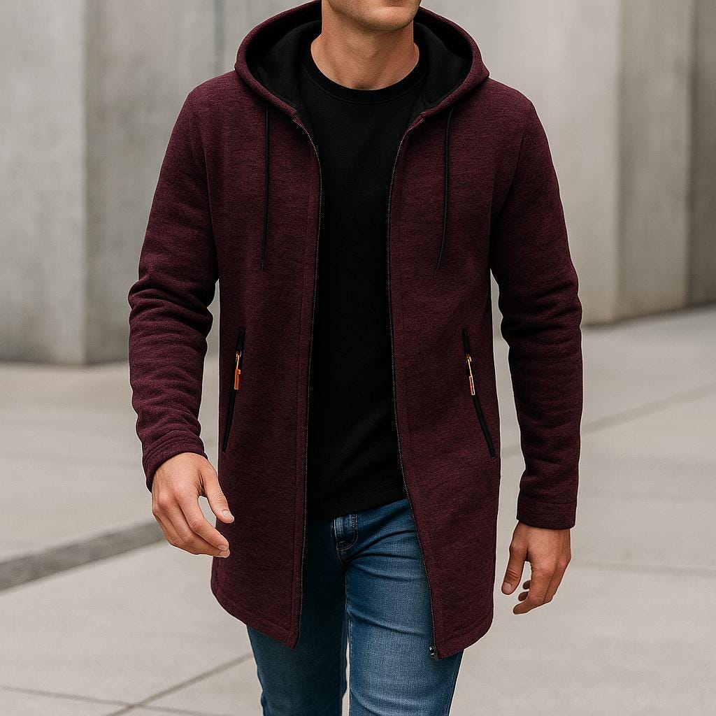 Men's Fleece-Lined Hooded ZIppered Jacket | Winter Sport Coat