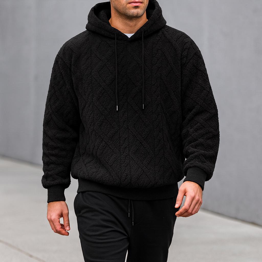 Men’s Streetwear Soft Oversized Hooded Pullover – Textured Design