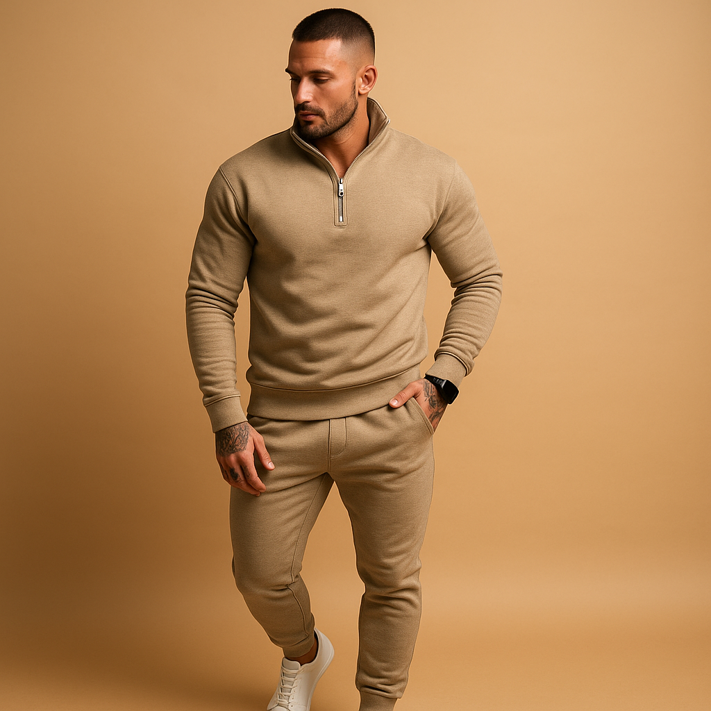 Men’s Tracksuit with Half-Zip Sweatshirt and Pants