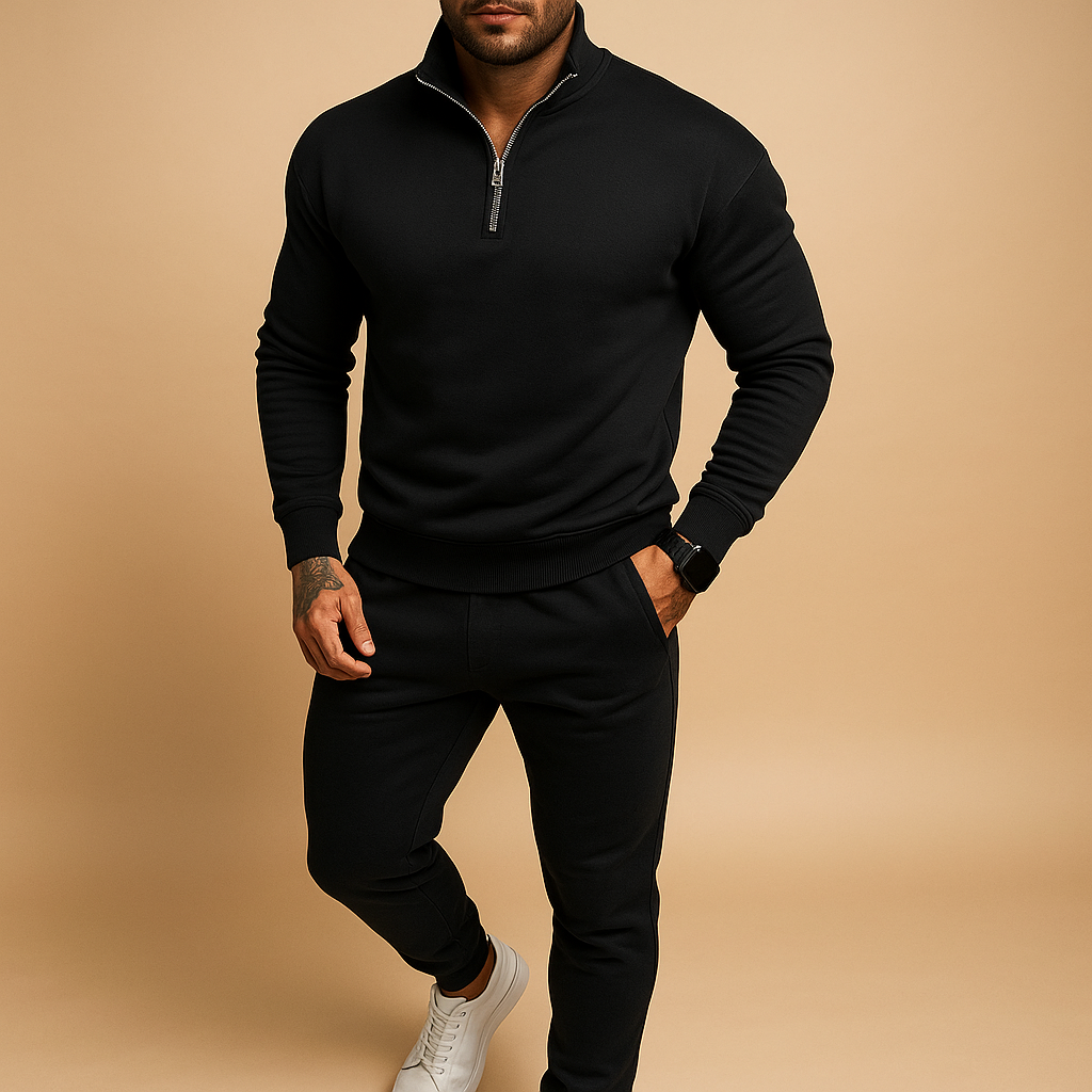 Men’s Tracksuit with Half-Zip Sweatshirt and Pants