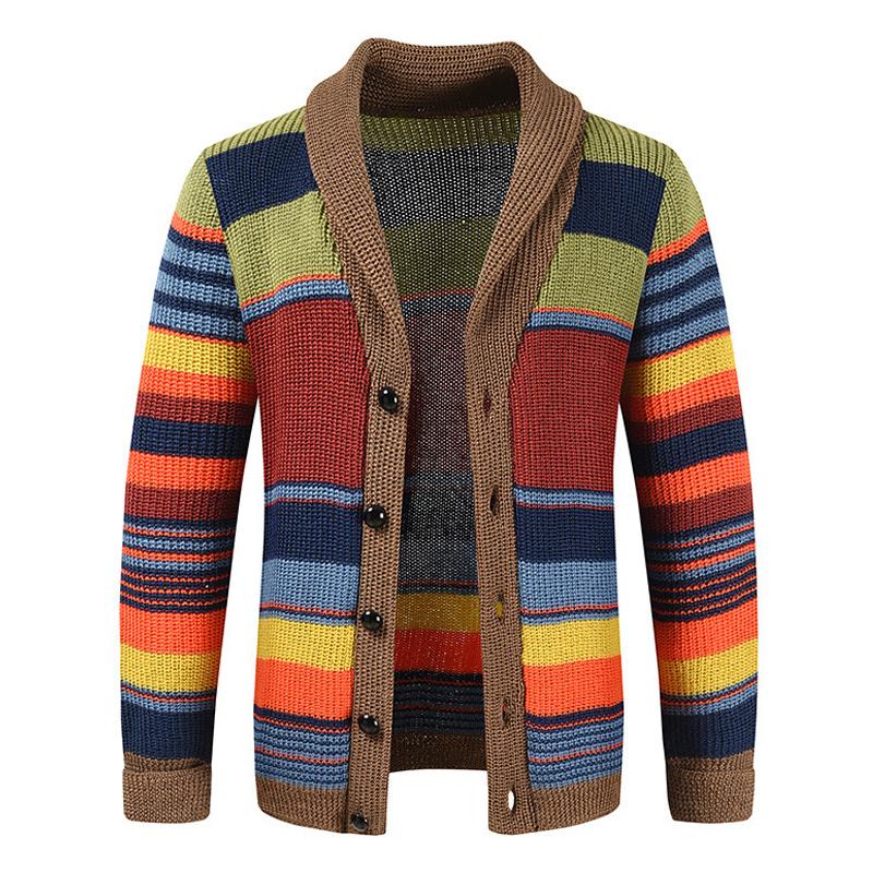 Men’s Colorblock Lapel Sweater Jacket – Modern Knit Design with Timeless Style