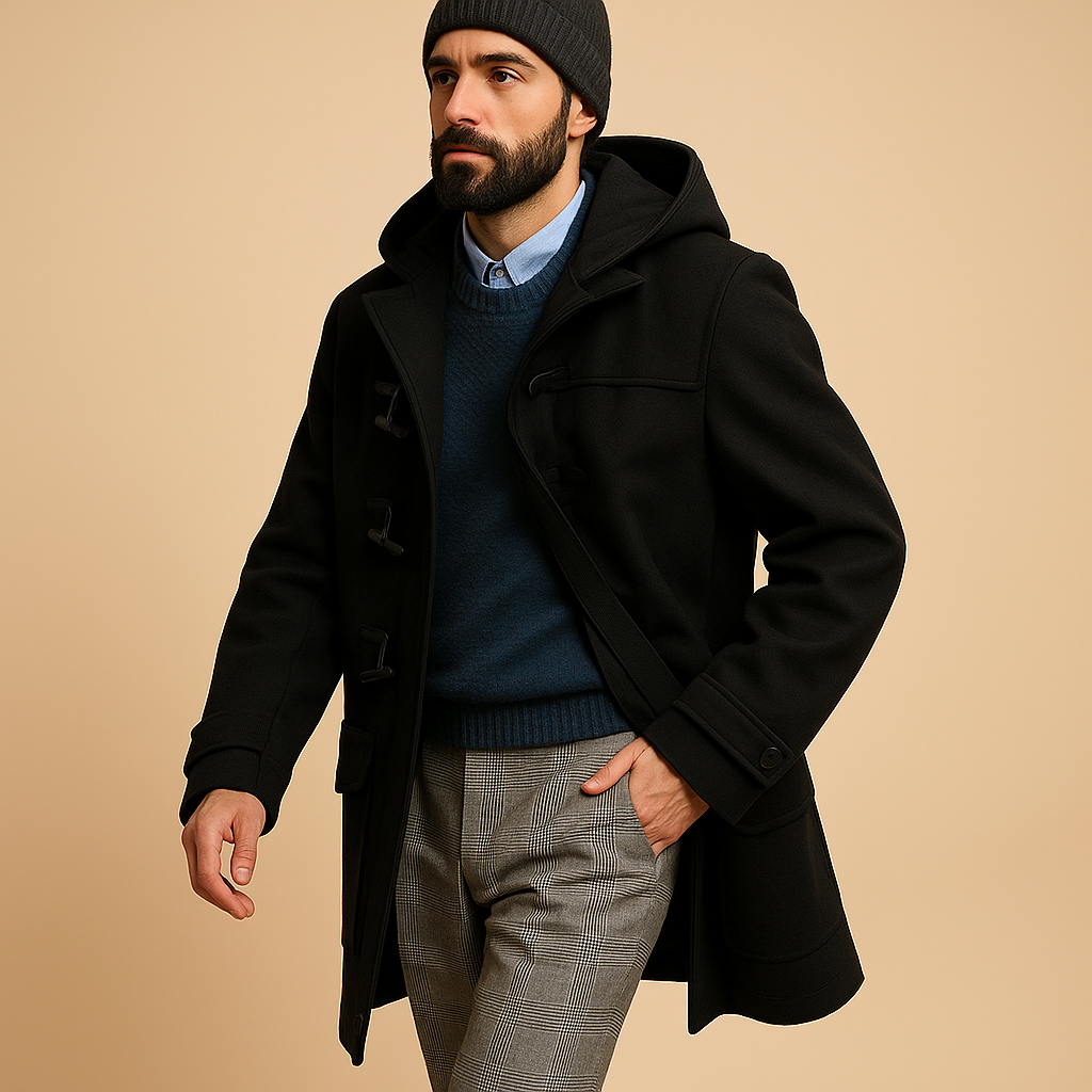 Long Wool Blend Coat for Men – Casual Elegance for Winter