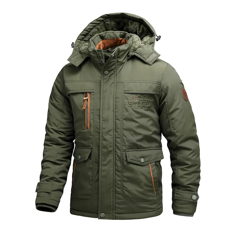 Men’s Tactical Winter Jacket – Waterproof Insulated Coat with Removable Hood