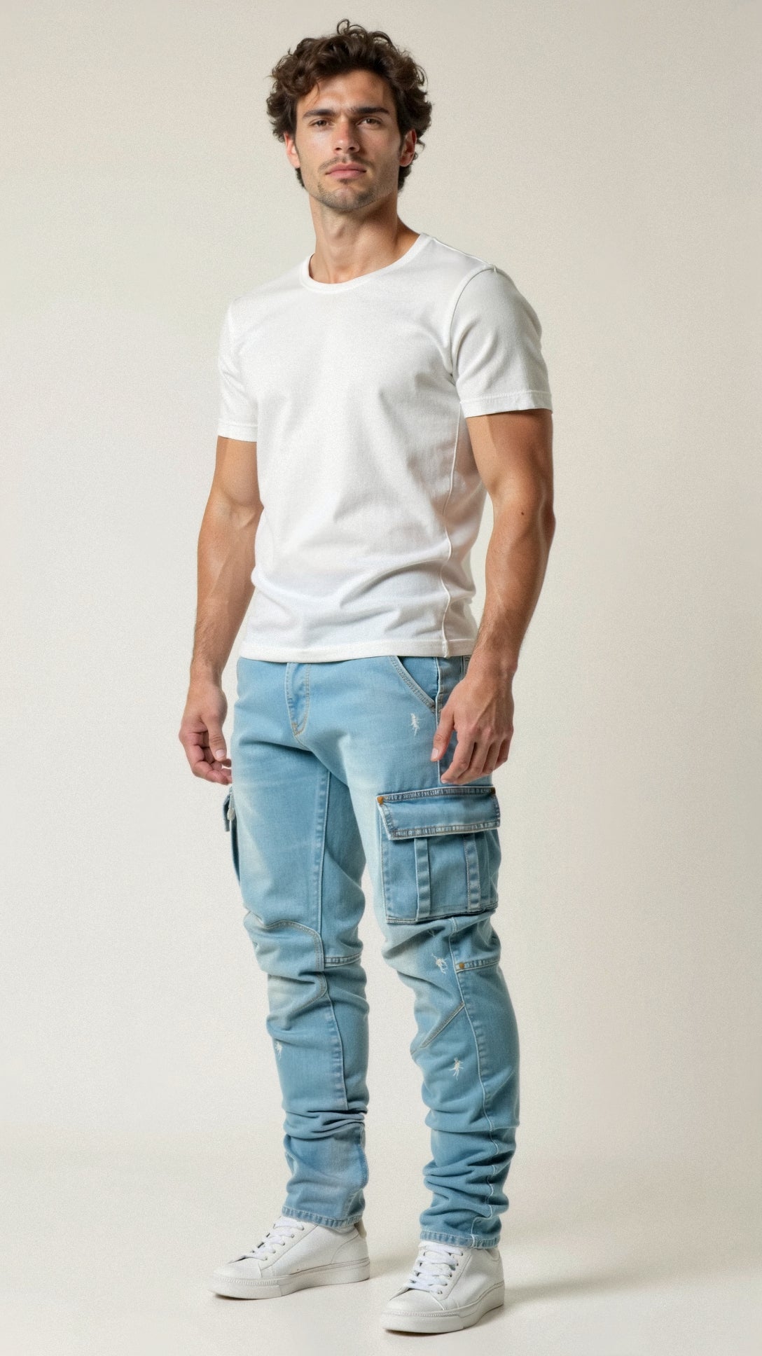 Stretch Cargo Jeans for Men – Casual Denim Utility Style