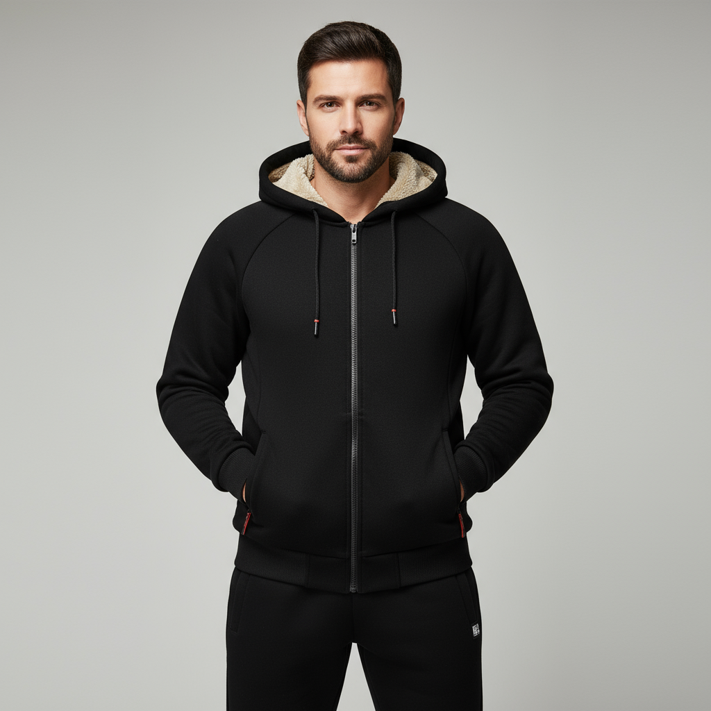 Men’s Thick Warm Fleece Tracksuit – Comfortable Winter Jogging Set