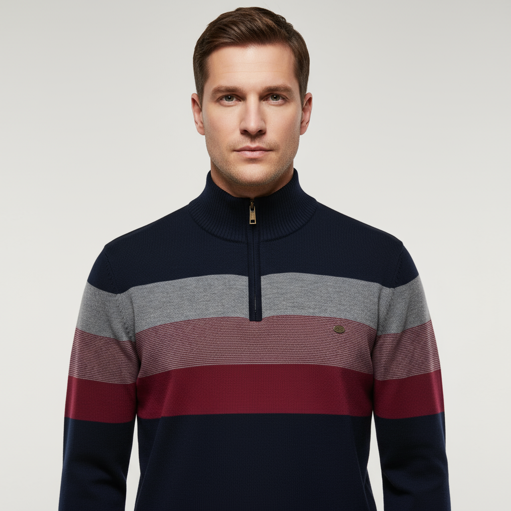 Men’s Quarter-Zip Sweater – Classic Knitted Sweater with Zipper Collar
