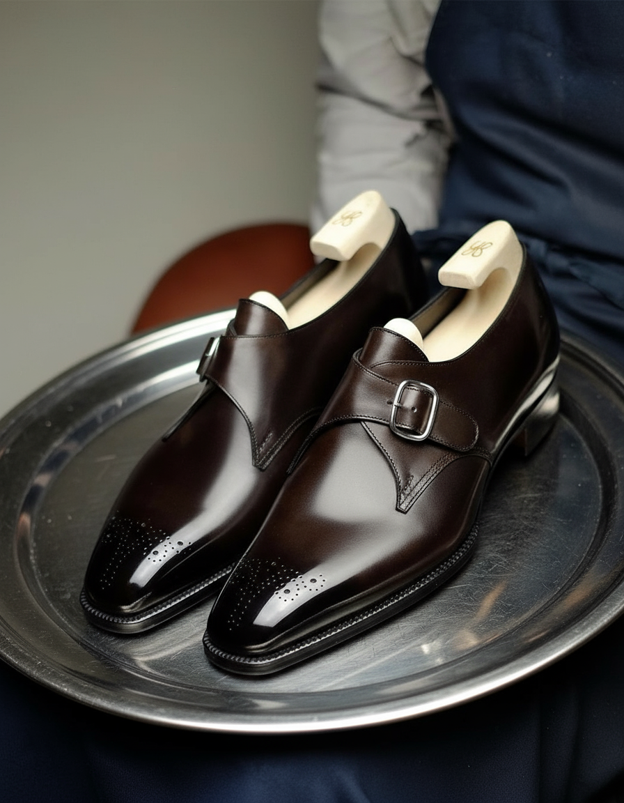 Brown Leather Stellan Single Monk Straps - Formal Shoes