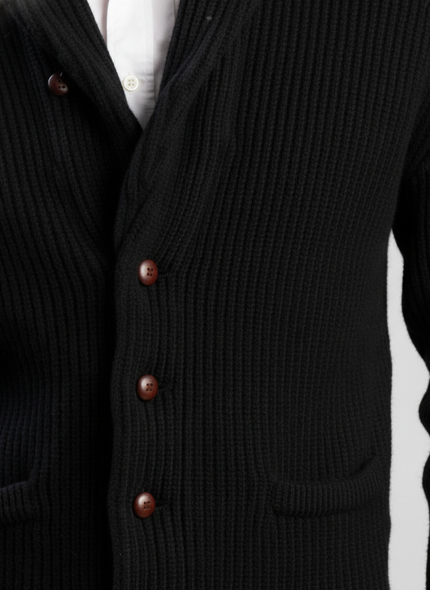 Men’s Lambswool Shawl Collar Jacket – Classic Knit Cardigan Style