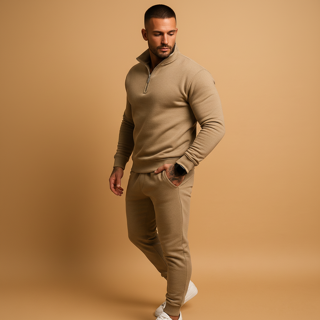 Men’s Tracksuit with Half-Zip Sweatshirt and Pants