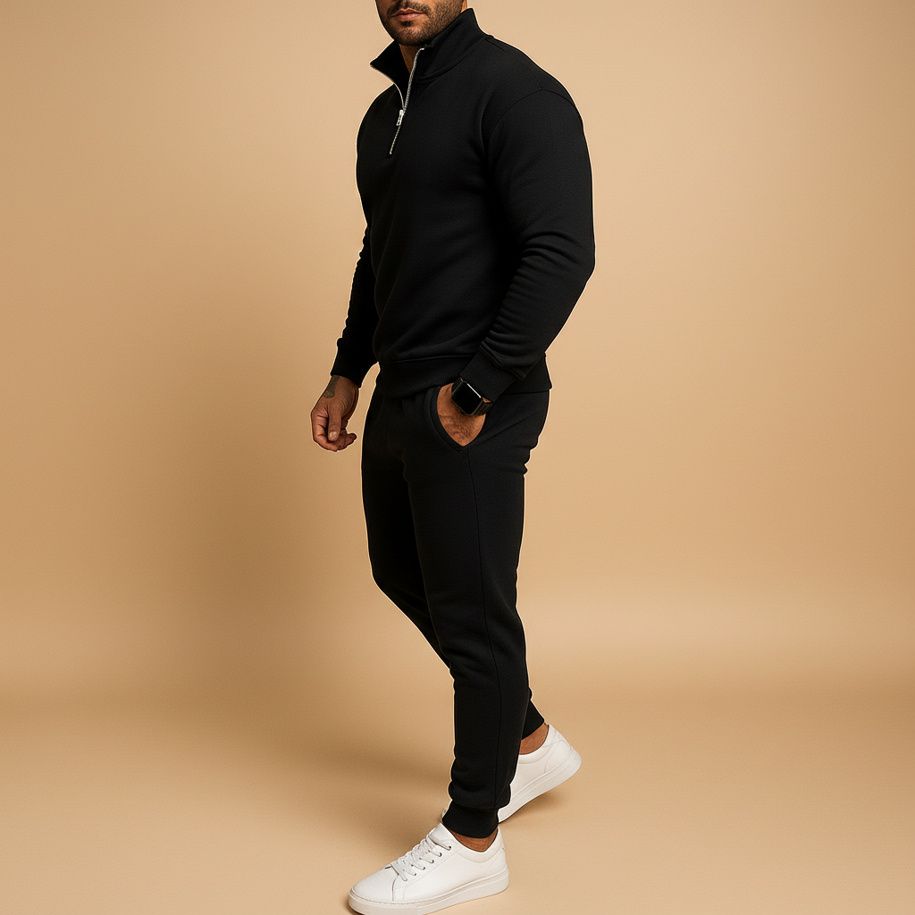 Men’s Tracksuit with Half-Zip Sweatshirt and Pants