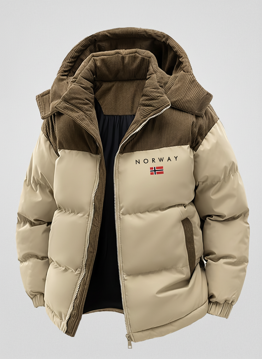 Norway Men Heavyweight Winter Coat - Thermal Insulated Hooded Jacket with Zipper Closure