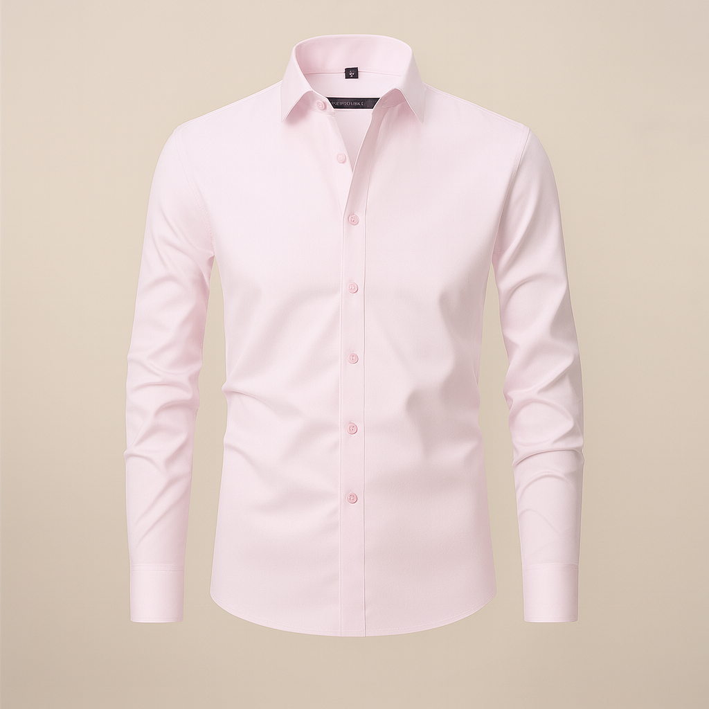 Men’s Long-Sleeved Shirt – Classic Structured Fit with Wrinkle-Free Finish